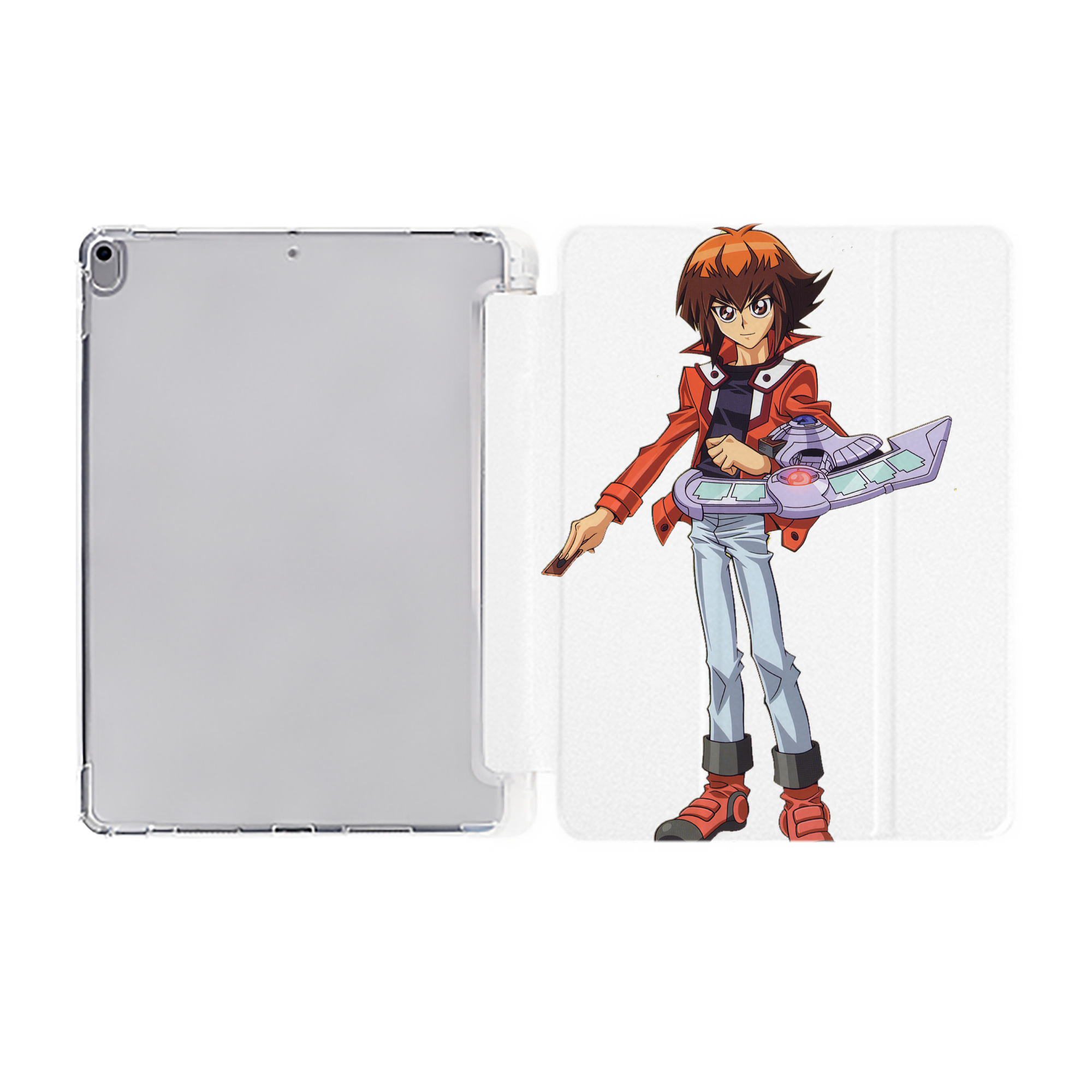 （画像用） 遊☆戯☆王 Yu-Gi-Oh! IPad ケース ペン収納付き 三つ折りスタンド PUレザー×シリコン 対応機種9.5/10.5/10.9インチ